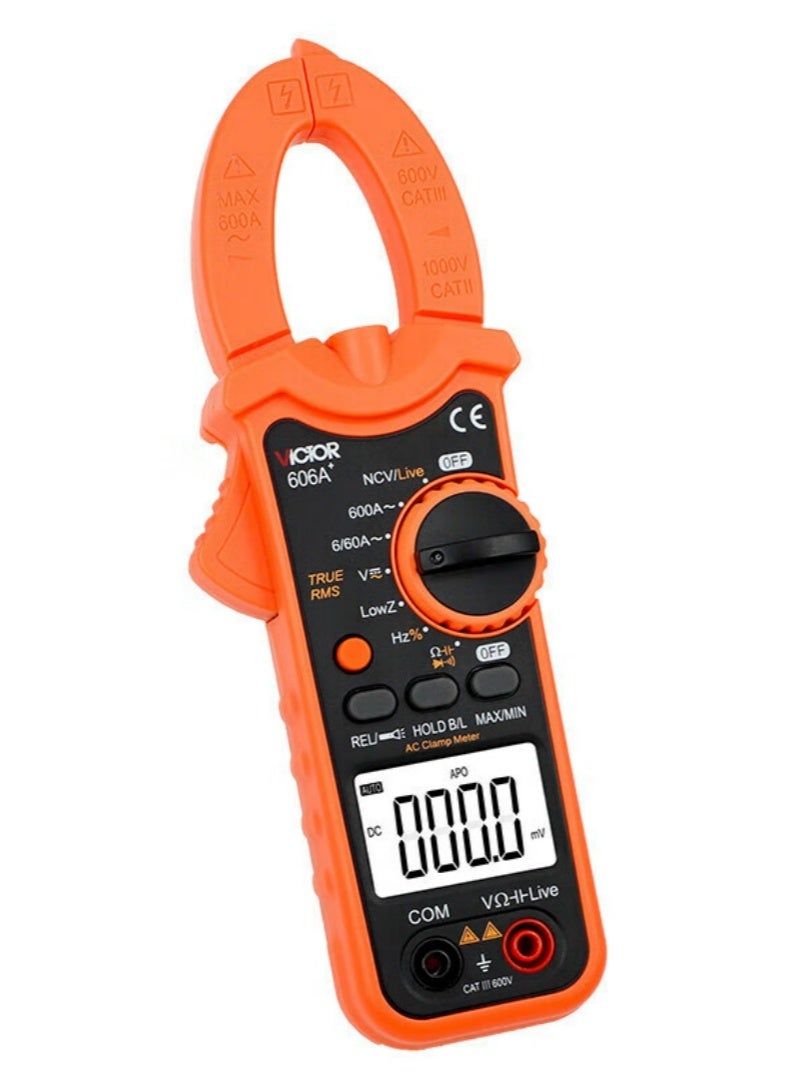 Victor VC606A+ True RMS Digital Clamp Meter, High Precision AC Current Tester with AC/DC Voltage, Resistance, Capacitance, Frequency and Temperature Measurement, NCV, Data Hold and Backlight - Image 3