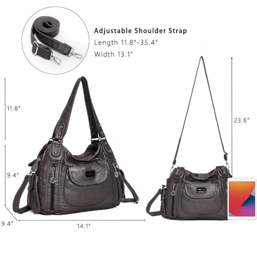 Angel Kiss Purses for Women, Large Shoulder Bag Hobo Tote Purse Mutipocket Faux Leather Satchel Hobo Purse - Image 3