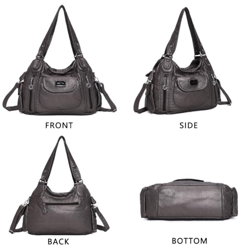 Angel Kiss Purses for Women, Large Shoulder Bag Hobo Tote Purse Mutipocket Faux Leather Satchel Hobo Purse - Image 2