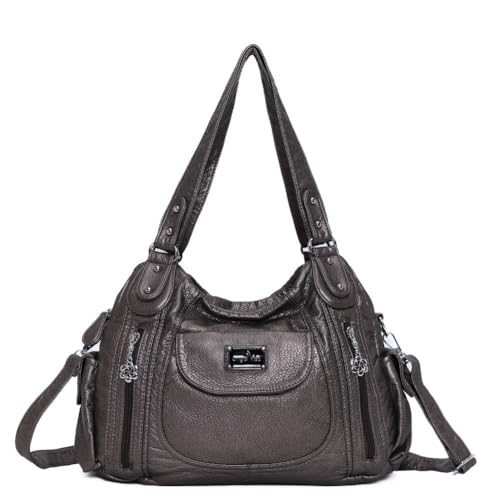 Angel Kiss Purses for Women, Large Shoulder Bag Hobo Tote Purse Mutipocket Faux Leather Satchel Hobo Purse - Image 1