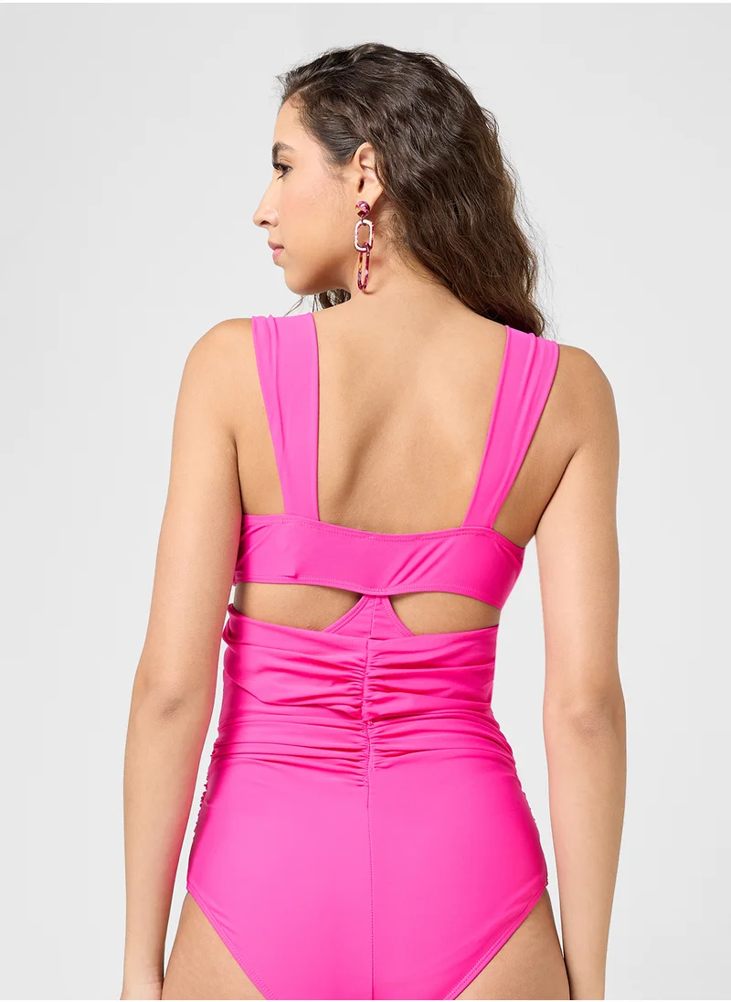 Ginger Crosage Deail Cutout Swimsuit