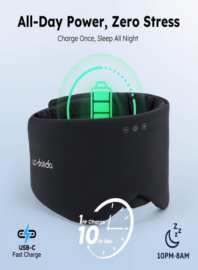 LC-dolida Luxury Bluetooth 5.4 Sleep Mask for Adults - Ice Fiber Cooling & HD Sound, 100% Light Blocking Adjustable Eye Cover for Travel & Side Sleepers - Soft Sleep Headphones with 10H Playtime - Image 5