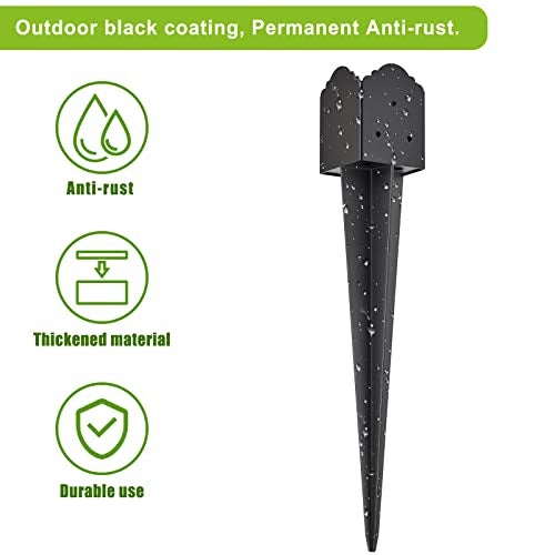 Insaga Decorative 4x4 Post Base Spike, Heavy Duty Fence Post Anchor Ground Spike for Mailbox Fence Post, Fence Stakes Post Support Base 23 x 3.7 x 3.7'' Outer Diameter (Inner Dia 3.5x3.5'', 4Pcs) - Image 2