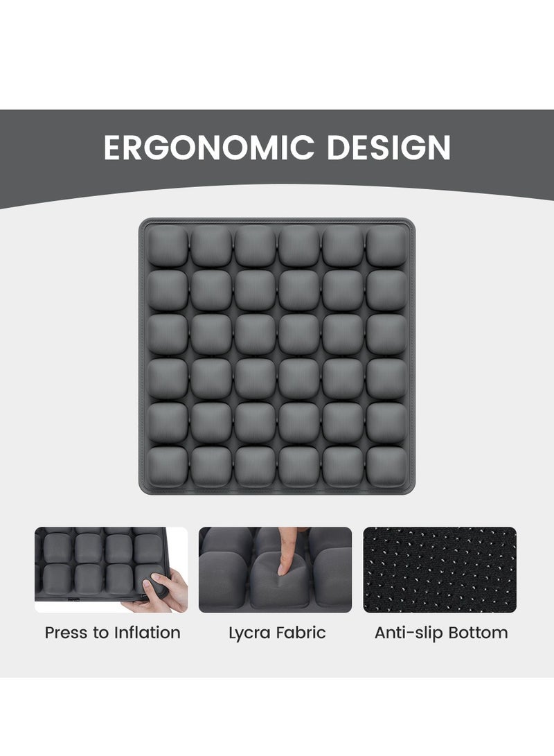 1pc 3D Pressure Relief Air Cushion - Office Chair Car Seat Cushion, Back Support Pad for Desk, Chair, Wheelchair, Adjustable Softness Ergonomic Cushion, Portable and Inflatable - Image 1