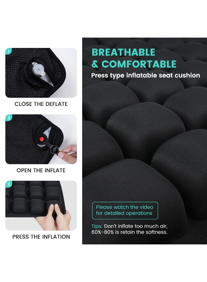 1pc 3D Pressure Relief Air Cushion - Office Chair Car Seat Cushion, Back Support Pad for Desk, Chair, Wheelchair, Adjustable Softness Ergonomic Cushion, Portable and Inflatable - Image 4