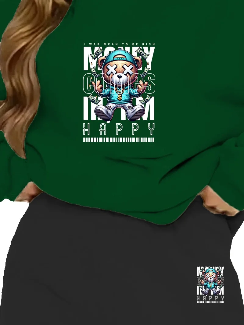 دوغ فش Tracksuit Oversize Moneyıseverything Printed Tracksuit Set,lover,couple Combination Green