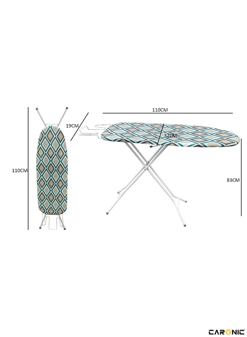 CARONIC Ironing Board Foldable Lightweight Adjustable Height Safety Lock Buckle Anti-Slip Screw 130x35 cm  - Image 3
