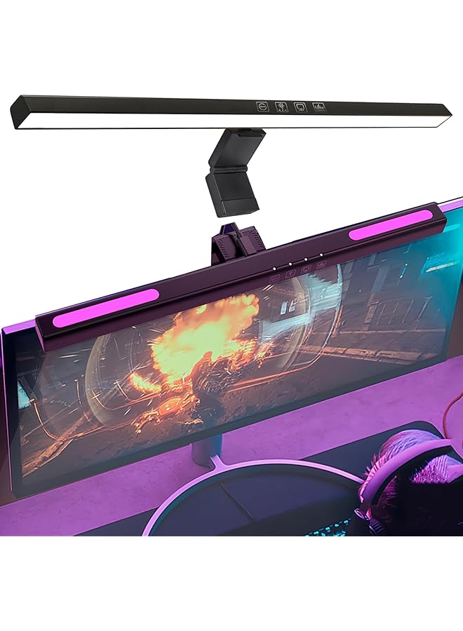 erorex Computer Monitor Lamp 7 Rgb Light Modes Gaming Light Eye Caring No Screen Glare Screenbar Monitor Light Dimmable 3 Color Temperature Atmosphere Desk Lamp For Office Study E Sports Flat - Image 1