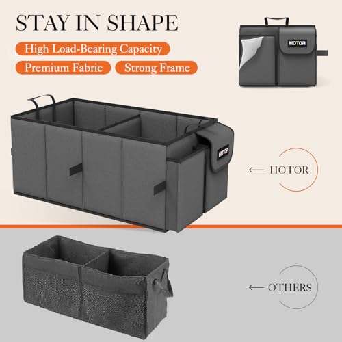 HOTOR Foldable Trunk Organizer - 2-Compartment 21.3"×12.6"×10.6" Grey SUV & Sedan Organizer for Accessories, Tools and Sundries - Image 3