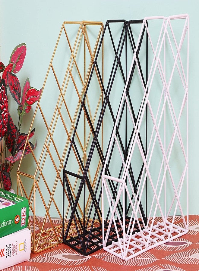 INDIAN ARTISANS Metal Wire Magazine Holder Rack | Multipurpose File Organizer for Documents Books Newspapers | Tabletop Storage Stand Rust Resistant Mild Steel | White - Image 2
