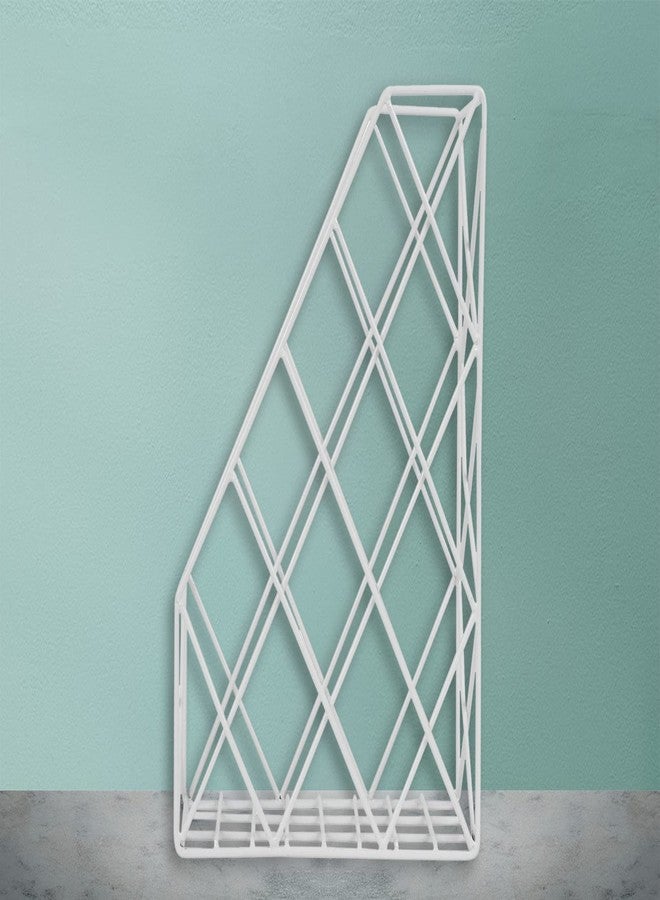 INDIAN ARTISANS Metal Wire Magazine Holder Rack | Multipurpose File Organizer for Documents Books Newspapers | Tabletop Storage Stand Rust Resistant Mild Steel | White - Image 5