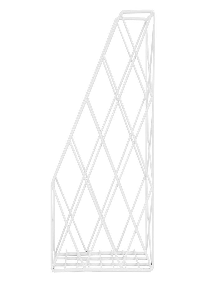INDIAN ARTISANS Metal Wire Magazine Holder Rack | Multipurpose File Organizer for Documents Books Newspapers | Tabletop Storage Stand Rust Resistant Mild Steel | White - Image 1