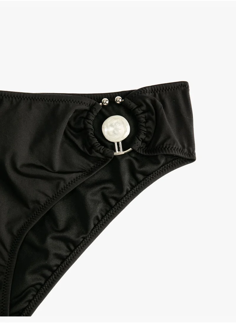 KOTON Regular Waist Metallic Accessory Detail Bikini Bottom