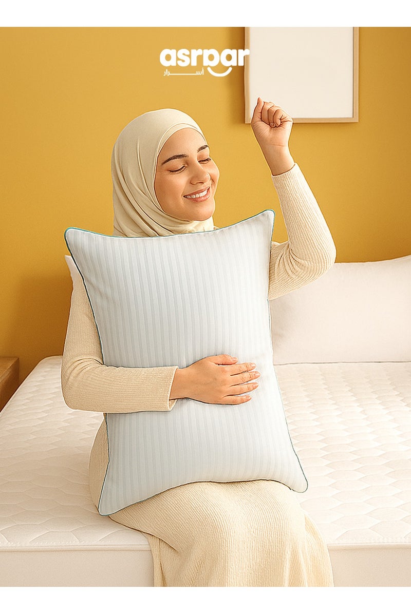 Asraar Cozy Bedroom Starter 4-Piece Set – Includes 1 Stripe Pillow 75 x 50cm, 1 Duvet 160 x 320cm, 1 Bed Sheet 150 x 200cm, and 1 Duvet Cover 160 x 320cm – Perfect for Comfortable Sleep and Modern Home Decor – Standard Size Bedding Essentials  - Image 2