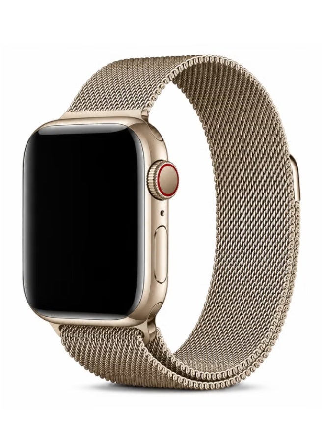 ELTRAZONE Magnetic Milanese Loop Band Compatible with Apple Watch Ultra 3/2/1, Series 11/10/9/8/7/6/5/4/3/2/1 & SE 3/2/1, Stainless Steel Mesh Strap, Adjustable Magnetic Closure, 42/44/45/46/49mm Starlight - Image 1