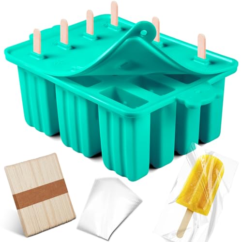 Waybesty Popsicles Molds, Silicone ice Pop Mold Food Grade Cakesicles Mold For ice Cream 50 Popsicle Sticks 50 Popsicle Bag (Blue, 12 Cavities) - Image 1