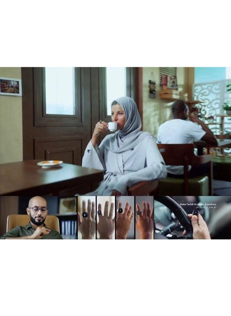يو إل اتش واي سي - 20 ملم خاتم زكر ذكي مع تذكير الاهتزاز وعداد التسبيح واتصال البلوتوث لتطبيق IQIBLA الحصري و 5 تذكيرات الصلاة اليومية - Image 1