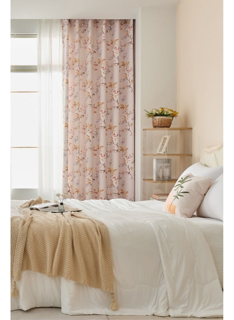 QBAID Floral Printed Curtain 1 Panel Semi Blackout Elegant Window Drapes - Image 2