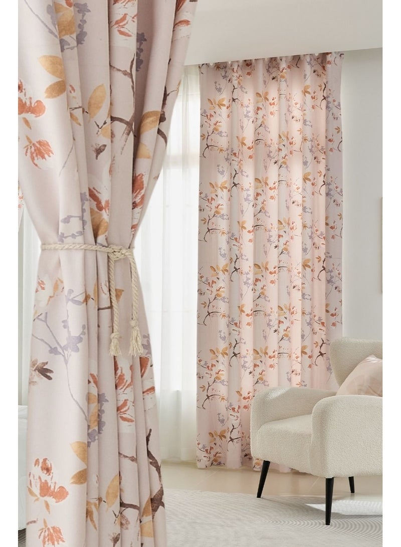 QBAID Floral Printed Curtain 1 Panel Semi Blackout Elegant Window Drapes - Image 1