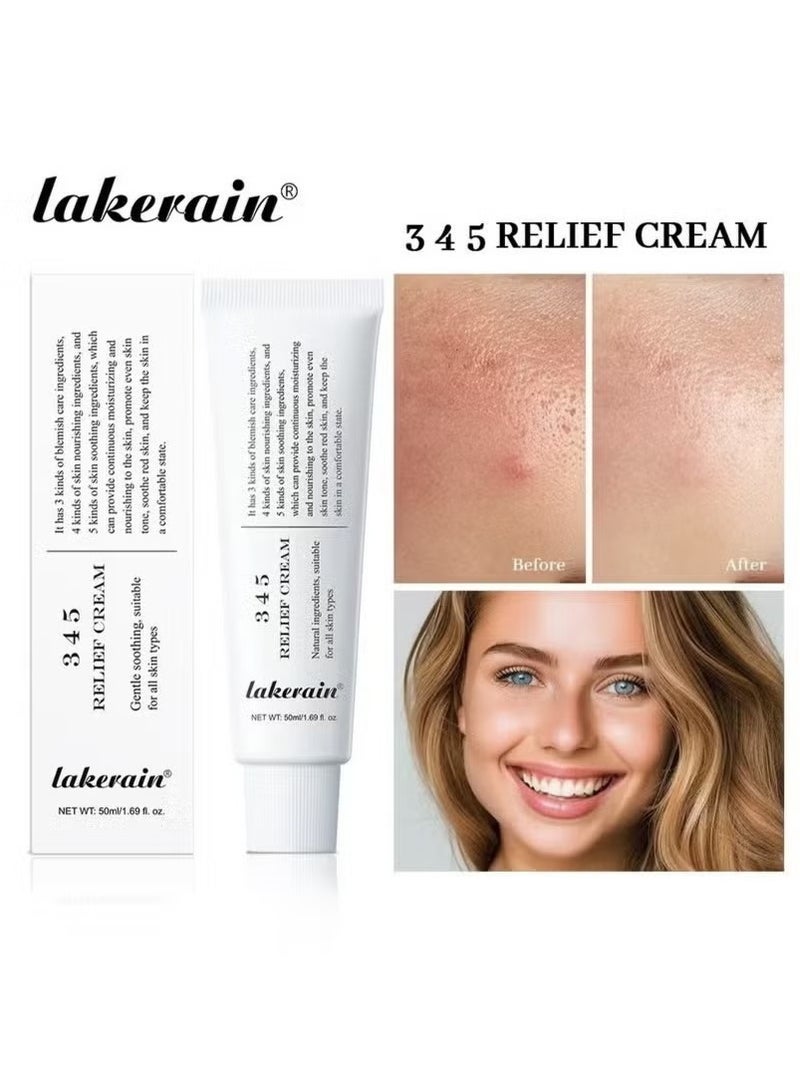 lakerain 345 Relief Cream | Daily Face Moisturizer | Blemish Relief Care | Soothing Recovery & Moisture with Niacinamide, Panthenol | Korean Vegan Skincare for All Skin Types | 1.69 Fl Oz (Pack of 1) - Image 2