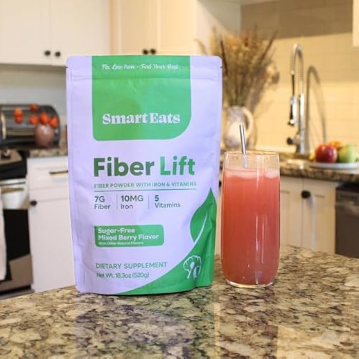 Smart Eats - Fiber Lift | Psyllium Husk Powder | Gentle Iron | Vitamins D, C, B12, Folate, Biotin | Support Digestion, Energy, Immunity, Blood | Mixed Berry Flavor | Sugar-Free | 30 Scoops - Image 4