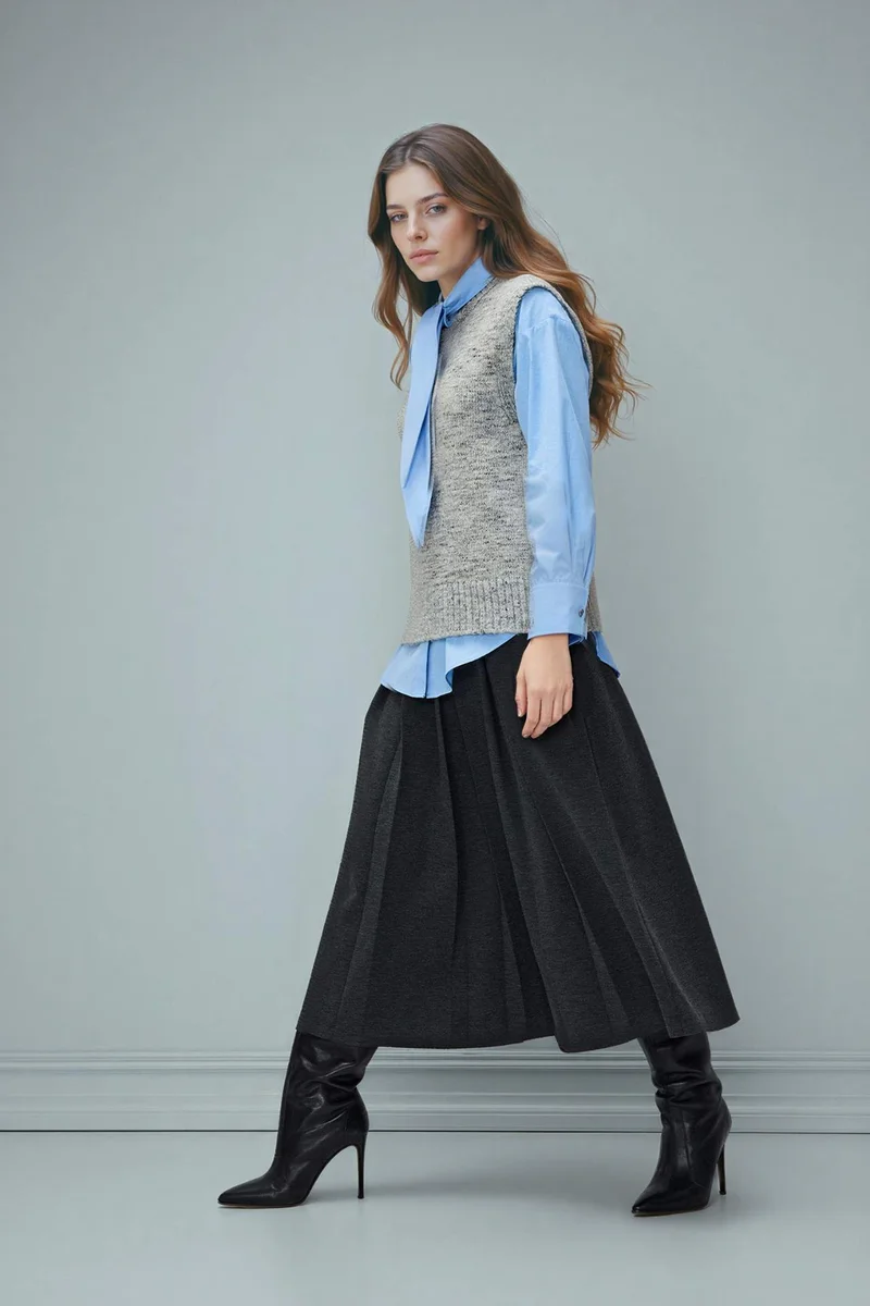ديفاكتو A Cut Knitted Skirt
