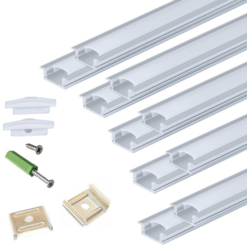 THMOOTHER Recessed LED Strip Channel Diffuser 10-Pack 6.56FT,23.5X7MM LED Tape Aluminum Track with Flange,Flush Mounted Wardrobe Bookcase Wine Cabinet Wooden Furniture Groove Integrated Low Profile - Image 1