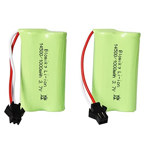 Blomiky 3.7V 1000mAh 2 Pack Lithium-ion Rechargeable Battery with SM2P Plug and Charger Cable for Remote Control Trucks / 813A Battery 2 - Image 2