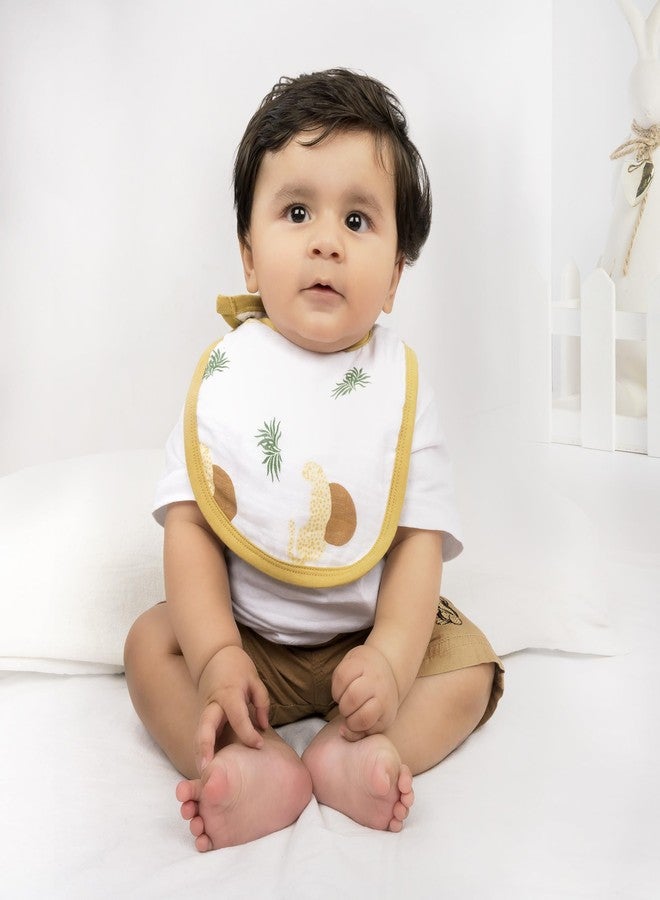 Theoni Cotton Muslin Snap Bib |New Born |Baby Feeding Bib |Sanp Closure |Adjustable Size |Baby Bib Set |Super Absorbent |Set Of 2 - Woody Tiger - Image 2