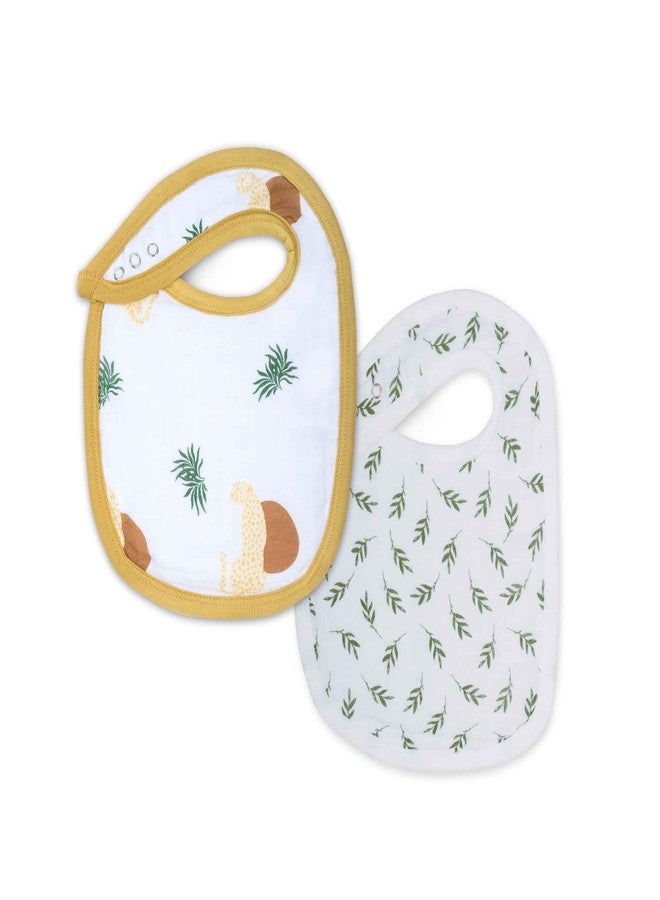 Theoni Cotton Muslin Snap Bib |New Born |Baby Feeding Bib |Sanp Closure |Adjustable Size |Baby Bib Set |Super Absorbent |Set Of 2 - Woody Tiger - Image 1