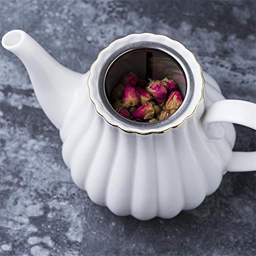 Jusalpha Serve for 6- Fine China White Coffee Cup/Teacup Set, 8 OZ Cups& Saucer, with Teapot-Sugar Bowl-Cream Pitcher Teaspoons and tea strainer for Tea/Coffee (White, Serve of 6) - Image 2