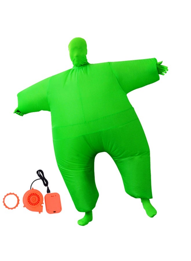 Inflatable Full Body Jumpsuit，Cosplay Costume，Halloween/Festival Party Funny Fancy Dress，Performance costume，Blow Up Party Toy Clothes，Green Human（Adult）
