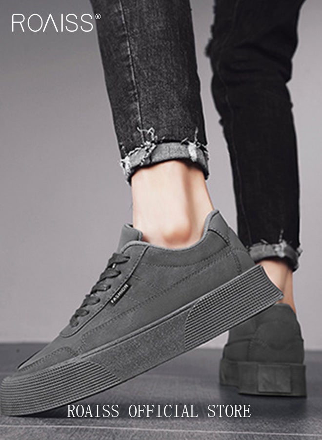 رويس حذاء رياضي رجالي مريح وجيد التهوية منخفض الرقبة متعدد الاستخدامات وعصري، غير قابل للانزلاق ومقاوم للتآكل، حذاء رياضي كاجوال بسيط بلون سادة، رمادي، للارتداء اليومي - Image 3