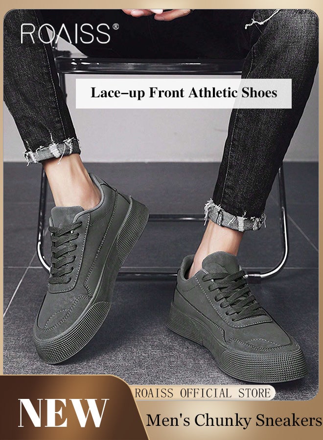 رويس حذاء رياضي رجالي مريح وجيد التهوية منخفض الرقبة متعدد الاستخدامات وعصري، غير قابل للانزلاق ومقاوم للتآكل، حذاء رياضي كاجوال بسيط بلون سادة، رمادي، للارتداء اليومي - Image 2