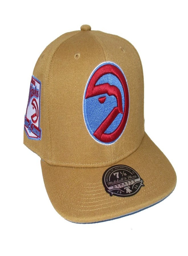 Mitchell & Ness Atlanta Hawks Sand and Sky Dynasty Fitted Hat Cap - Brown (as1, Numeric, Numeric_7_and_3_eighths, Brown) - Image 1