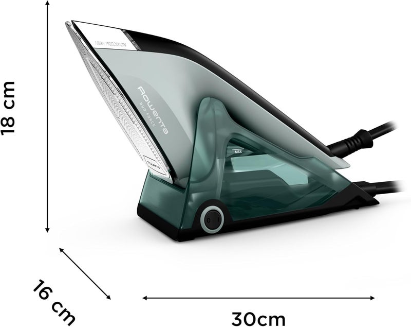 Rowenta مكواة بخار مزدوجة 2 في 1 من روينتا، 1700 واط، قاعدة من الفولاذ المقاوم للصدأ، خفيفة الوزن للغاية، خزان ماء قابل للفصل سعة 13.5 أونصة، مكواة ملابس، مضادة للتنقيط، سوداء وخضراء، JR4030 - Image 5