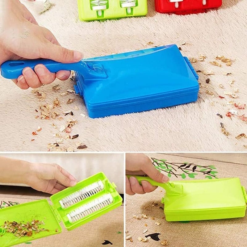 KESHAVAM KESHAVAM Handheld Carpet Sweeper Manual Crumb Collector No Power Needed Portable Tabletop Brush for Dust Pet Hair Crumbs Kitchen and Office EasytoUse Lightweight Multicolor  - Image 3