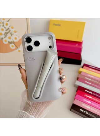 Lip Gloss Phone Case with Lip Tint, For iPhone Case Liquid Silicone Camera Protection Lipstick Lip Glaze Phone Case for iPhone 17 Pro (Gray)