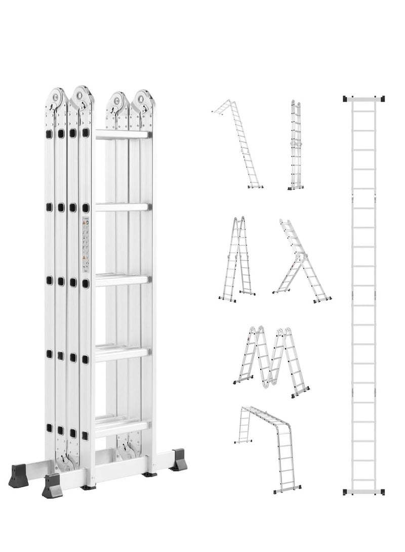 Egardenkart Egardenkart Multi-Purpose Aluminum Folding Ladder - Portable, Adjustable, Safe, and Durable for Home, Work, and Outdoor Use (4x5-5.8mtrs Silver)  - Image 1