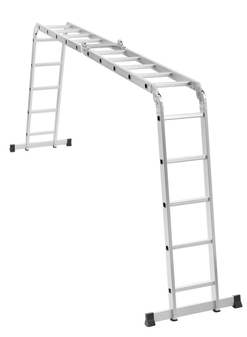 Egardenkart Egardenkart Multi-Purpose Aluminum Folding Ladder - Portable, Adjustable, Safe, and Durable for Home, Work, and Outdoor Use (4x5-5.8mtrs Silver)  - Image 2