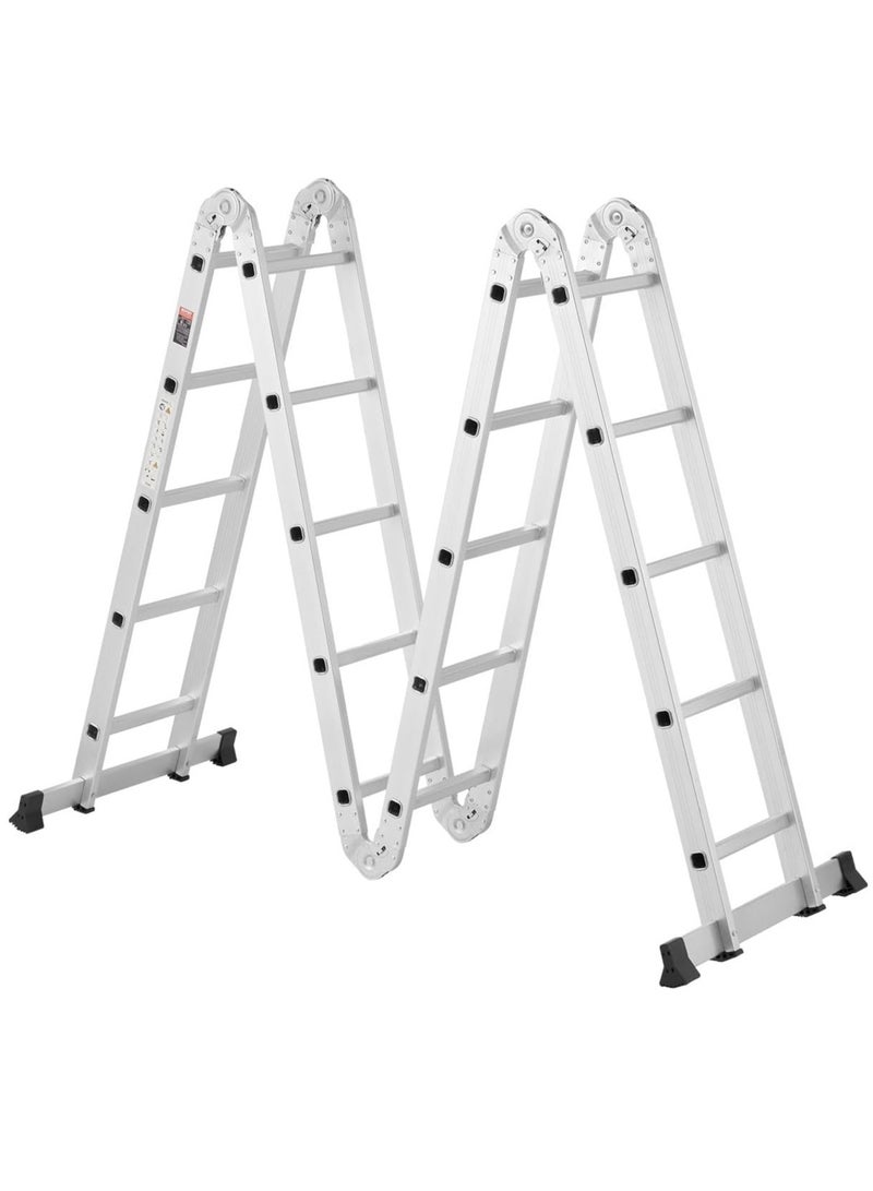 Egardenkart Egardenkart Multi-Purpose Aluminum Folding Ladder - Portable, Adjustable, Safe, and Durable for Home, Work, and Outdoor Use (4x5-5.8mtrs Silver)  - Image 4