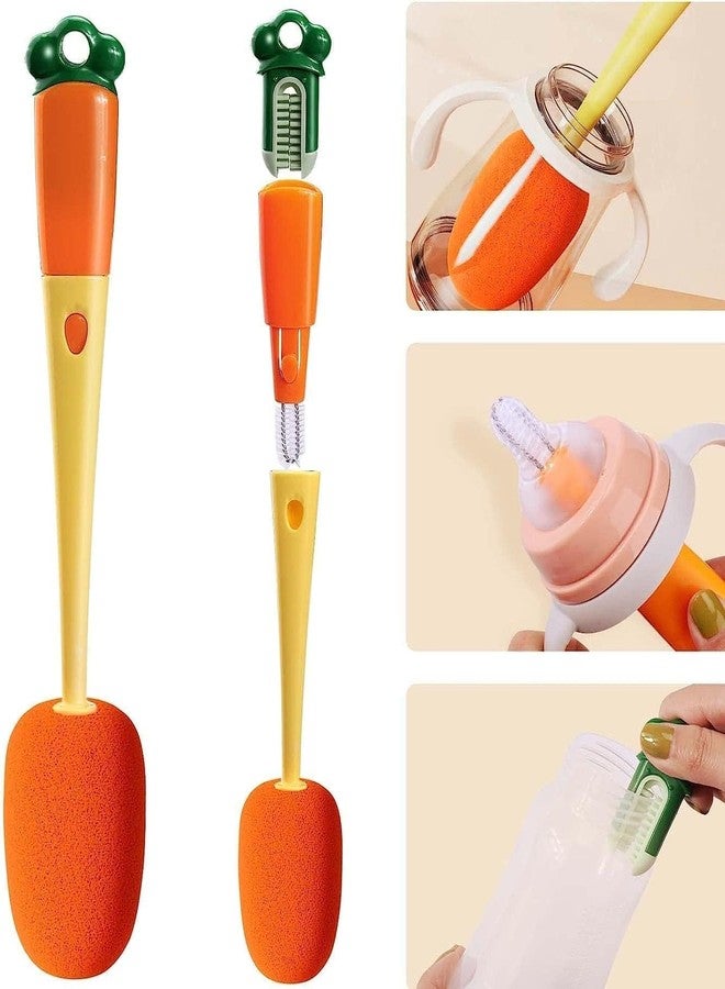 click2shop Baby Bottle Brush Cleaner - 3-in-1 Multifunctional Cleaning Brush with Replaceable Sponge & Silicone Cup Cover Brush - Image 1