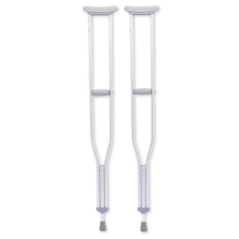 Medline Aluminum Crutches for Kids Adults Seniors Walking Aid for Reliable Balance Comfortably Holds 300 LBS Fits Patients Between 46 and 52 Tall