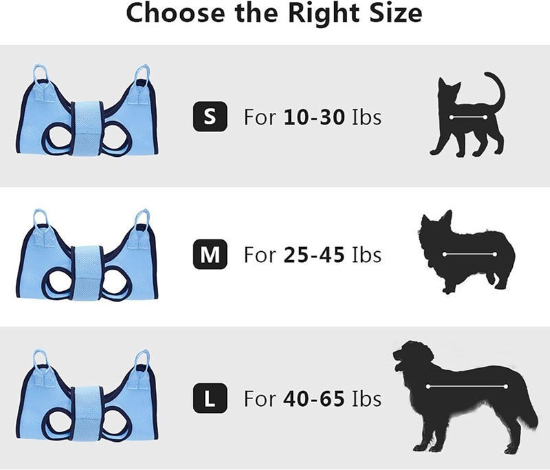 Cat Grooming Hammock with Nail Care Kit, Cat and dog grooming hammock, Blue Mesh Double-Layer Support Harness, S/M/L Sizes, with Nail Clipper, Comb and Safety Belt (S) - Image 5