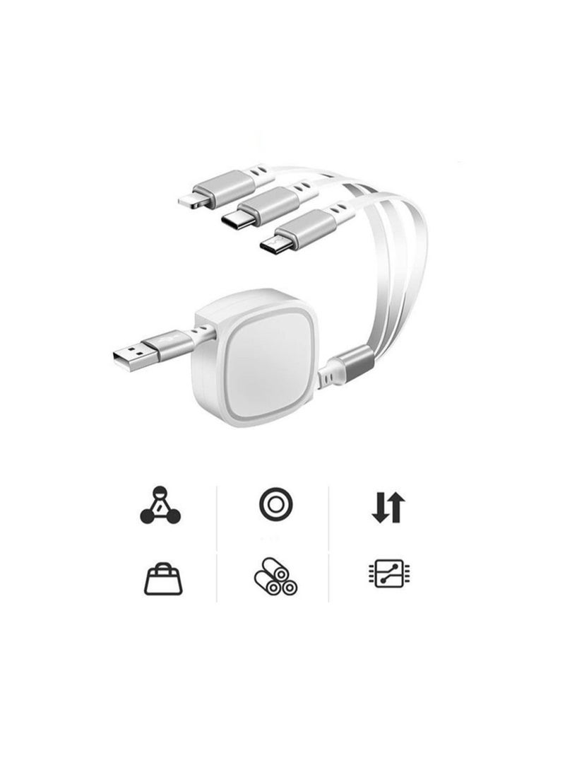 Generic - 3 in 1 Multi USB Charger Cable Retractable Multiple Charging Cord Adapter with Phone Mini Type C Micro USB Port Connectors Compatible with Cell Phones Tablets Universal Use - Image 1