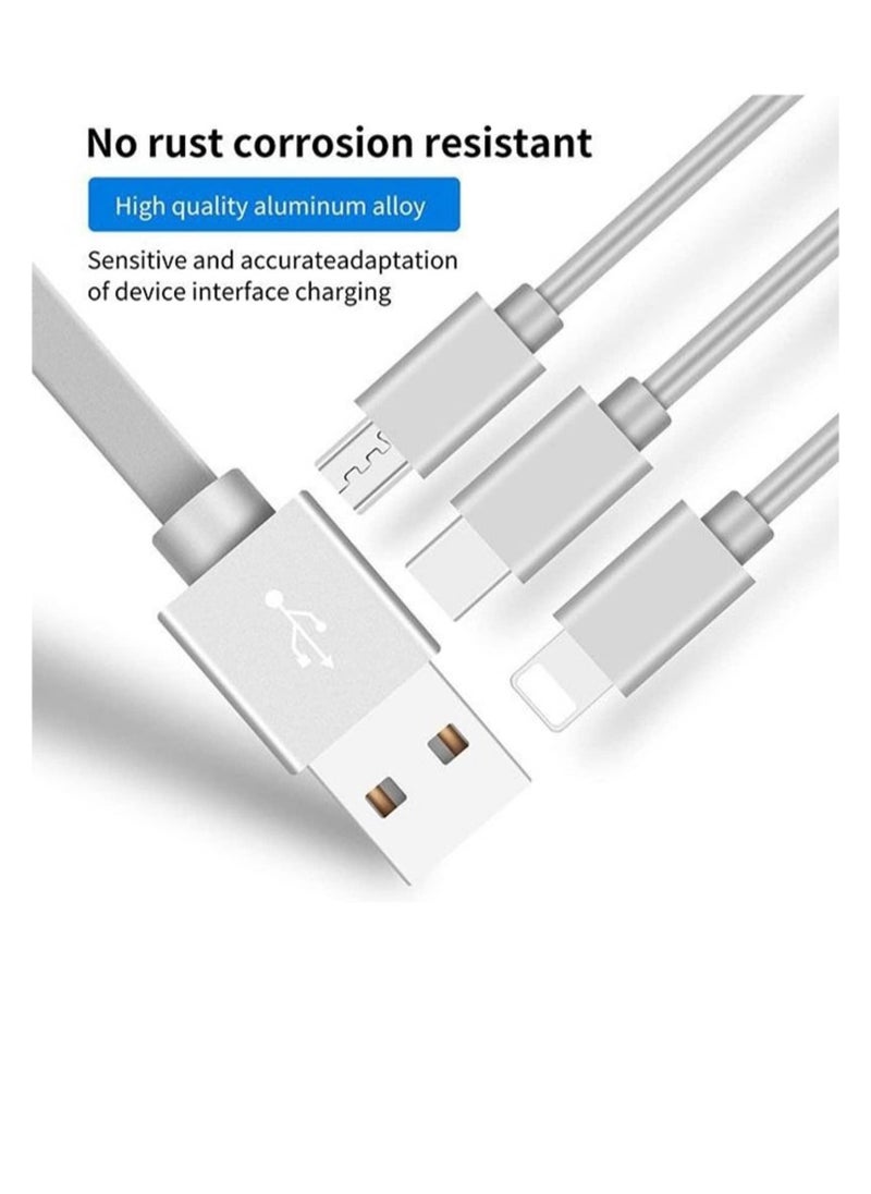 Generic - 3 in 1 Multi USB Charger Cable Retractable Multiple Charging Cord Adapter with Phone Mini Type C Micro USB Port Connectors Compatible with Cell Phones Tablets Universal Use - Image 1