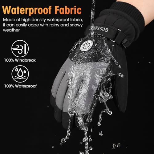 GUSTAVE® Polyurethane Winter Gloves for Men Women Warm Splashproof Windproof Riding Gloves Touch Screen Finger Anti-Slip Design, Ski Gloves, Bike Gloves, Cycling - Image 2