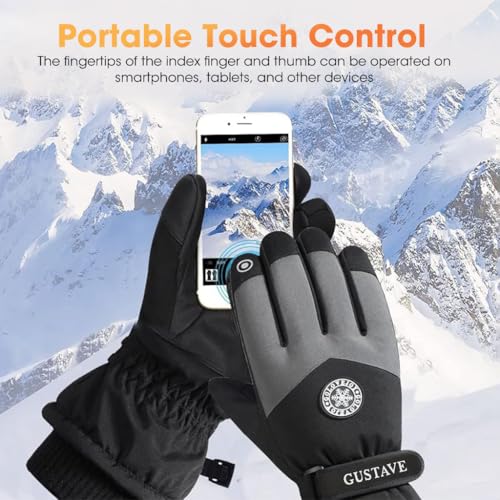 GUSTAVE® Polyurethane Winter Gloves for Men Women Warm Splashproof Windproof Riding Gloves Touch Screen Finger Anti-Slip Design, Ski Gloves, Bike Gloves, Cycling - Image 3