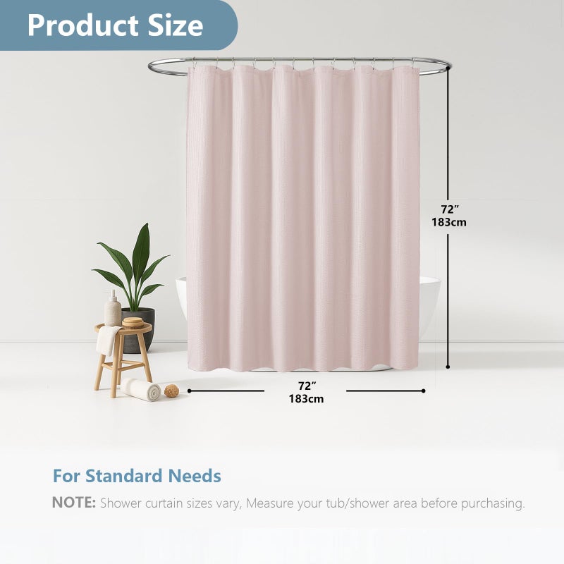 OVZME Berry Pink Shower Curtain, Kids Bathroom Curtain 72 Inch Long, 3D Embossed Fabric Waffle Shower Curtain, Luxury Hotel Quality Bathroom Curtain, 72 x 72 Inches - Image 3