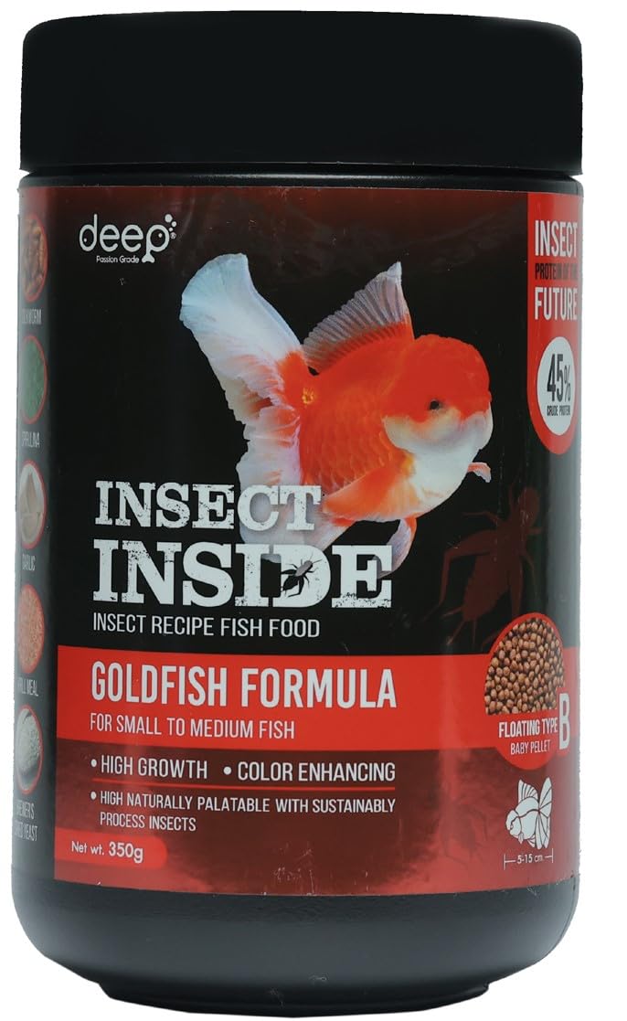 Deep Insect Inside (Cricket) for High Protein Super Premium Gold Fish Formula for High Growth & Colour Enhancing Floating Micro Pellet 350gm - Image 1